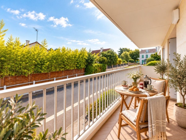 Projection d'aménagement, avec la vue sur les bambous du jardin voisin